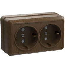 ОКТАВА дуб Розетка 2-местная О/У с/з 16А РС22-3-ОД  ERO21-K04-16-DC  GENERICA