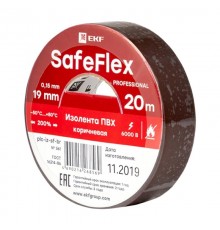 Изолента ПВХ коричневая 19мм 20м серии SafeFlex  plc-iz-sf-br  EKF