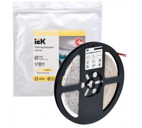 Лента светодиодная 5м LSR-2835WW60-4,8-IP65-12В  LSR1-1-060-65-3-05  IEK