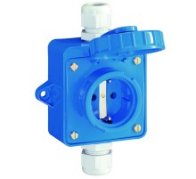 Розетка для монтажа на поверхность IP68, 16A, 2P+E, 250V, цвет синий  1977751  ABL Sursum