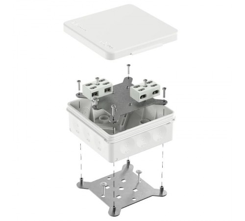 Коробка огнестойкая разветвительная для о/п двухкомпонентная 60-0303-FR6.0-4-4-Р Е15-Е60 RAL9003 100х100х40 (16 шт/кор)  60-0303-9003-FR6.0-4-4-Р  П