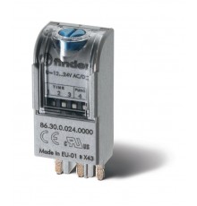 Таймерный модуль 2-функциональный (AI,DI); для применения с реле, монтаж в розетку; питание 12...24В AC/DC  863000240000  Finder
