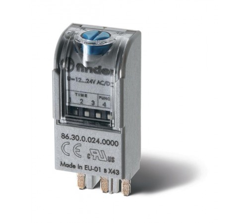 Таймерный модуль 2-функциональный (AI,DI); для применения с реле, монтаж в розетку; питание 12...24В AC/DC  863000240000T  Finder