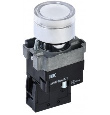 Кнопка LA167-BW3171 d=22мм RC 1з с подсвет. белая  BBT20-BW3171-1-12-67-K01  IEK