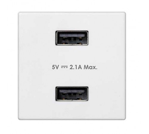 Simon Connect Зарядное устройство 2хUSB, К45, 5 В, 2,1 А, белый  K126E-9  Simon