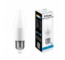 Лампа светодиодная LB-770 (11W) 230V E27 6400K свеча  25945  FERON