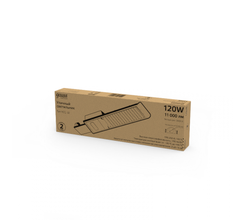 Светильник светодиодный консольный Avenue 120W 11000lm 3000K 190-250V IP65 546*170*67мм черный КСС "Ш" LED 1/5  629534120  Gauss