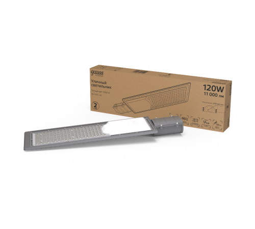 Светильник светодиодный консольный Avenue 120W 11000lm 3000K 190-250V IP65 546*170*67мм черный КСС "Ш" LED 1/5  629534120  Gauss