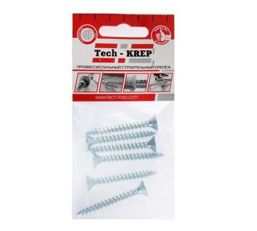 Саморез ШУц 6,0х50 пот. гол. (6 шт) - пакет ( 0,04 кг)  102455  Tech-KREP
