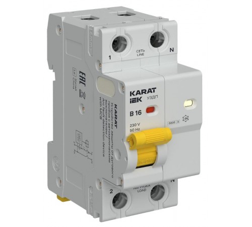 KARAT УЗДП с авт. выкл. 1P+N B 16А  KA-DP11-1-016-B  IEK