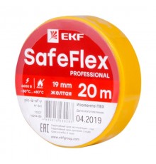 Изолента ПВХ желтая 19мм 20м серии SafeFlex  plc-iz-sf-y  EKF