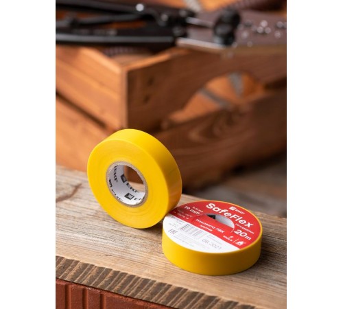 Изолента ПВХ желтая 19мм 20м серии SafeFlex  plc-iz-sf-y  EKF