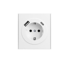 Розетка STRONG 1-ая с/з с/у з/ш 16А с USB A+C быстрой зарядки 5В/3А жемчуг  KR-78-0704-4  Kranz