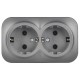 GLORY Розетка 2-местная с з/к без з/ш о/у 16А РС22-3-ХСм сталь матовый  ERH21-K46M-16  IEK