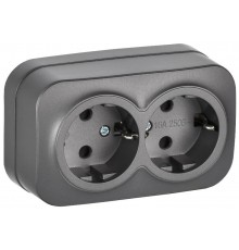 GLORY Розетка 2-местная с з/к без з/ш о/у 16А РС22-3-ХСм сталь матовый  ERH21-K46M-16  IEK