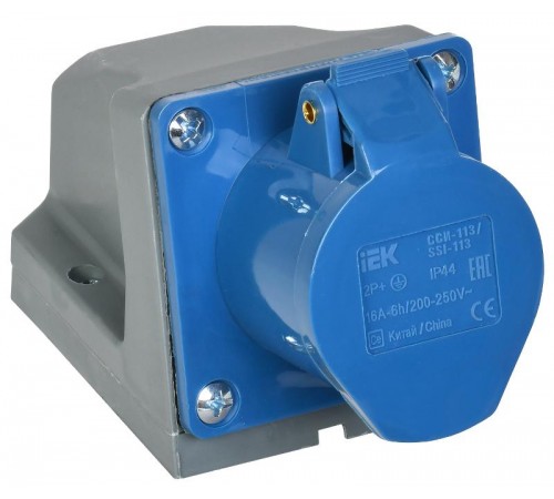 Розетка 113 стационарная 2Р+РЕ 16А 220В IP44  PSR11-016-3  IEK