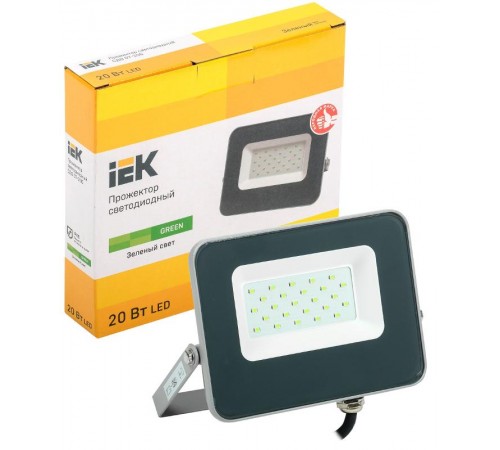 Прожектор светодиодный СДО 07-20G green IP65 серый  LPDO7G-01-20-K03  IEK
