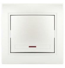 Выключатель Intro Plano 1-102-06 одноклавишный с подсветкой, 10А-250В, IP20, СУ, перламутр  Б0053736  Intro