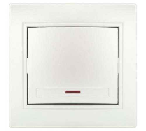 Выключатель Intro Plano 1-102-06 одноклавишный с подсветкой, 10А-250В, IP20, СУ, перламутр  Б0053736  Intro