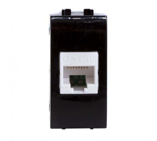 Компьютерная розетка RJ-45. кат.5Е (разъем PcNet). черная. 1мод. Brava  77654N  DKC