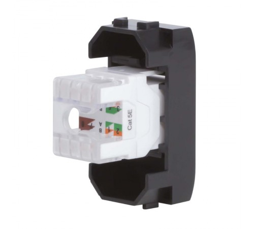 Компьютерная розетка RJ-45. кат.5Е (разъем PcNet). черная. 1мод. Brava  77654N  DKC