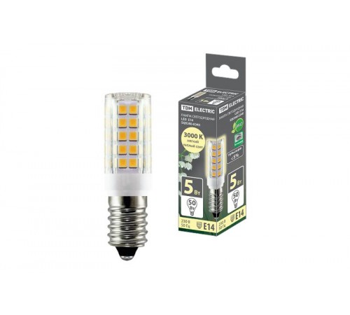 Лампа светодиодная Е14-5 Вт-230 В-3000 К, SMD, 16x54 мм  SQ0340-0340  TDM
