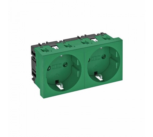 Розетка двойная 0° с з/к, 250 В, 16A (зеленый) (STD-D0 MZGN2)  6120026  OBO Bettermann