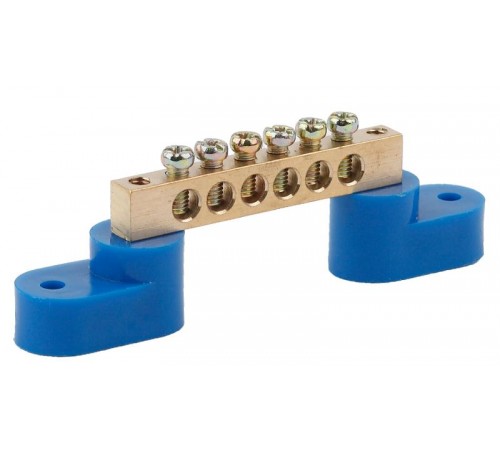 Шина N "ноль" на двух угловых изол ШНИ-8х12-6-У2-синий NO-222-66 Б0033445  ЭРА