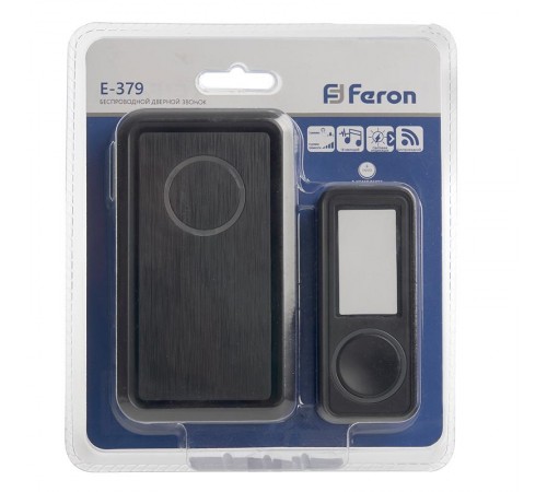 Звонок электрический дверной, (18 мелодий), черный, E-379  41436  FERON