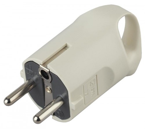 Вилка V3  c/з 16A с кольцом непрямой ввод белая (10/200/6000) Б0019186  ЭРА