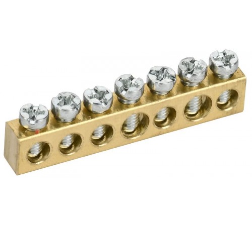 TEKFOR Шина нулевая сечение 6х9 7 отв. латунь  TF-KP00D-SN-07  IEK