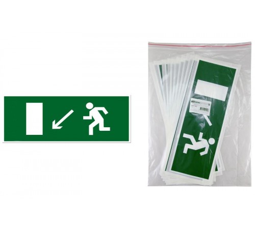 Знак "Направление к эвакуационному выходу налево вниз" 350х124мм для ССА   SQ0817-0062  TDM