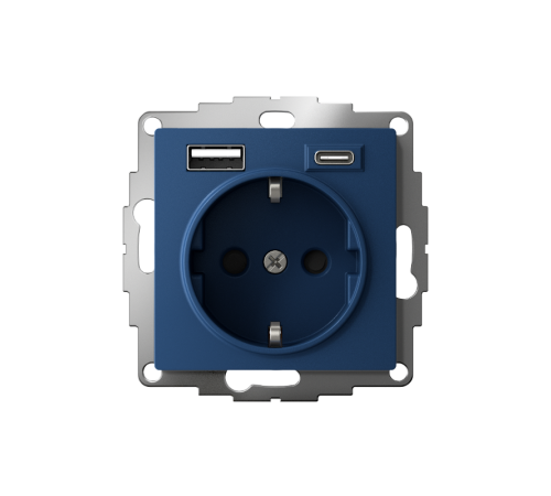 AtlasDesign Аквамарин Розетка 16А c 2 USB A+C, 5В/2,4А/3,0А, 2х5В/1,5А, механизм  ATN001132  SE