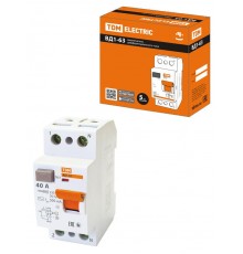 Выключатель дифференциальный (УЗО) ВД1-63 2Р 40А 500мА (тип АС, электромеханическое)  SQ0203-0093  TDM