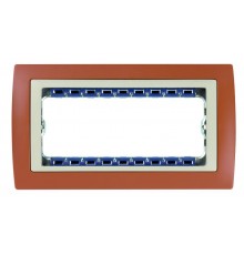 Simon 82 Рамка декоративная, (+суппорт), 8 узких (4 широких) модулей, S82C, терракот-слоновая кость  82782-35  Simon