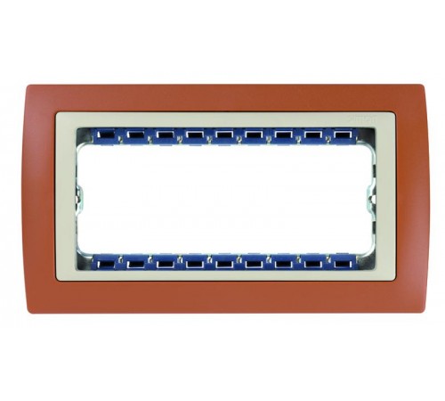 Simon 82 Рамка декоративная, (+суппорт), 8 узких (4 широких) модулей, S82C, терракот-слоновая кость  82782-35  Simon