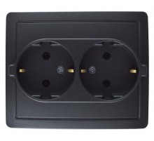 Simon 15 Графит Розетка двойная с/з Schuko, винт. зажим, 16А 250В  1590456-038  Simon
