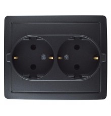 Simon 15 Графит Розетка двойная с/з Schuko, винт. зажим, 16А 250В  1590456-038  Simon