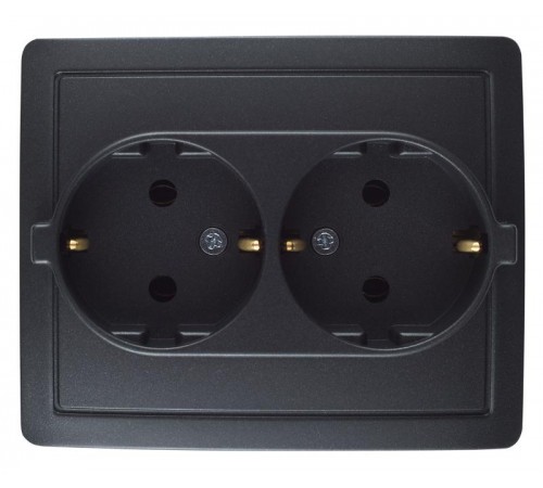 Simon 15 Графит Розетка двойная с/з Schuko, винт. зажим, 16А 250В  1590456-038  Simon