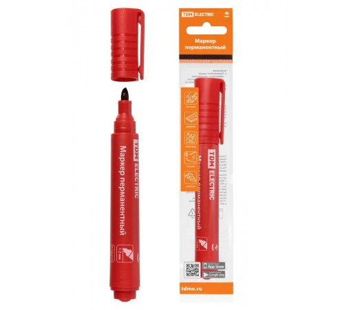 Маркер перманентный 1-3 мм, красный (пакет) круглый наконечник  SQ0594-0123  TDM