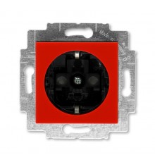 ABB Levit Красный / дымчатый чёрный Розетка с з/к со шторками 16А  5520H-A03457 65W  2CHH203457A6065  ABB