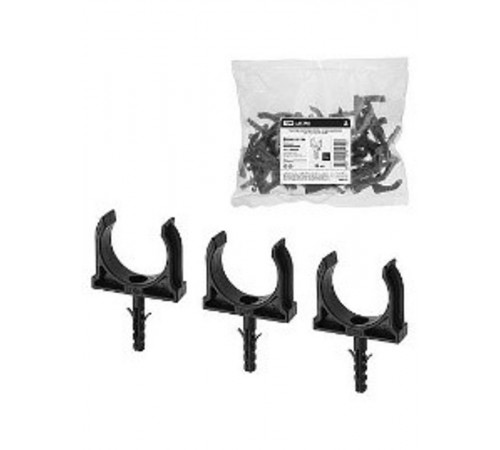 Крепеж-клипса для трубы 32 мм с дюбелем (25 шт.) черная   SQ0405-0194  TDM