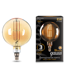 Лампа светодиодная LED Vintage Filament G200 8W E27 200*300mm Amber 780lm 2400K 1/6  153802008  Gauss