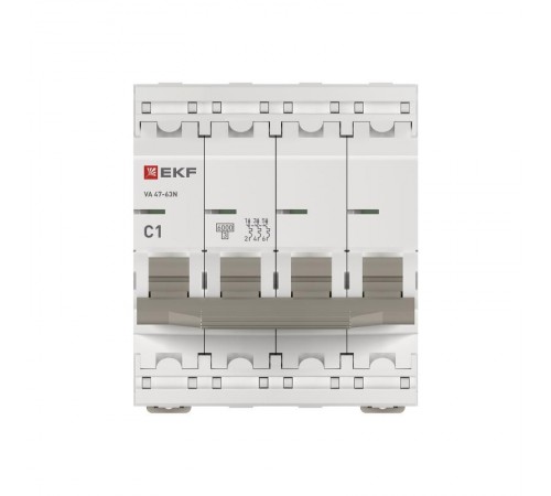 Выключатель автоматический четырёхполюсный 1А (C) 6кА ВА 47-63N PROxima M636401C  EKF