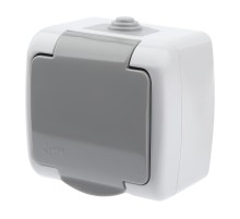 5-202-03 Розетка 2P+E Schuko шторки, 16А-250В, IP54, ОУ, Atlantic, серый  Б0050946  Intro