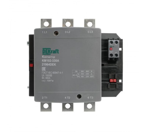 Контактор 330А 220В_АС АС3_ АС4 1НО+1НЗ КМ-102  21964DEK  DEKraft
