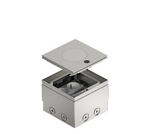 Лючок UDHOME2 с 2 розетками французские 140x140x110 мм, с тубусом IP65, нагрузка 1529 кг нерж. сталь  7368411  OBO Bettermann