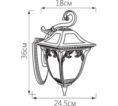 Светильник садово-парковый PL4072 60W 230V E27 245*180*360ММ черное золото (на стену вниз)  11484  FERON