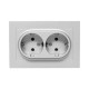 Механизм розетки двойной, 16А, с заземлением, без шторок, с рамкой, алюминий Эпика EKF  UP1-SOA-210  EKF