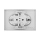 Механизм розетки двойной, 16А, с заземлением, без шторок, с рамкой, алюминий Эпика EKF  UP1-SOA-210  EKF